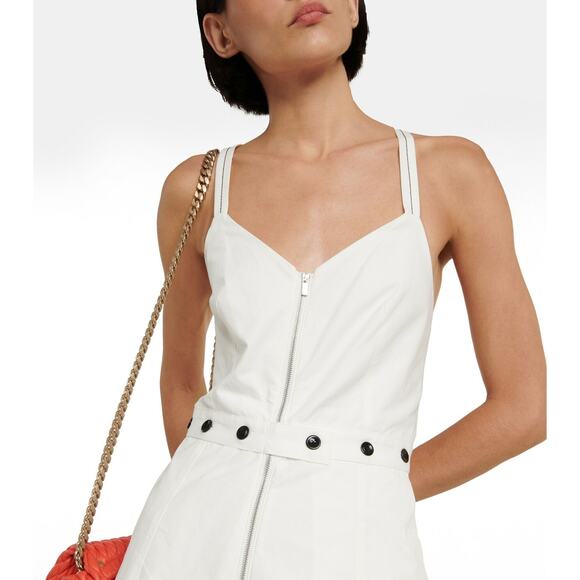 Proenza Schouler‎ Front Zip Midi Dress White Linen Blend Sleeveless Buttons Sz 4 - Picture 3 of 15